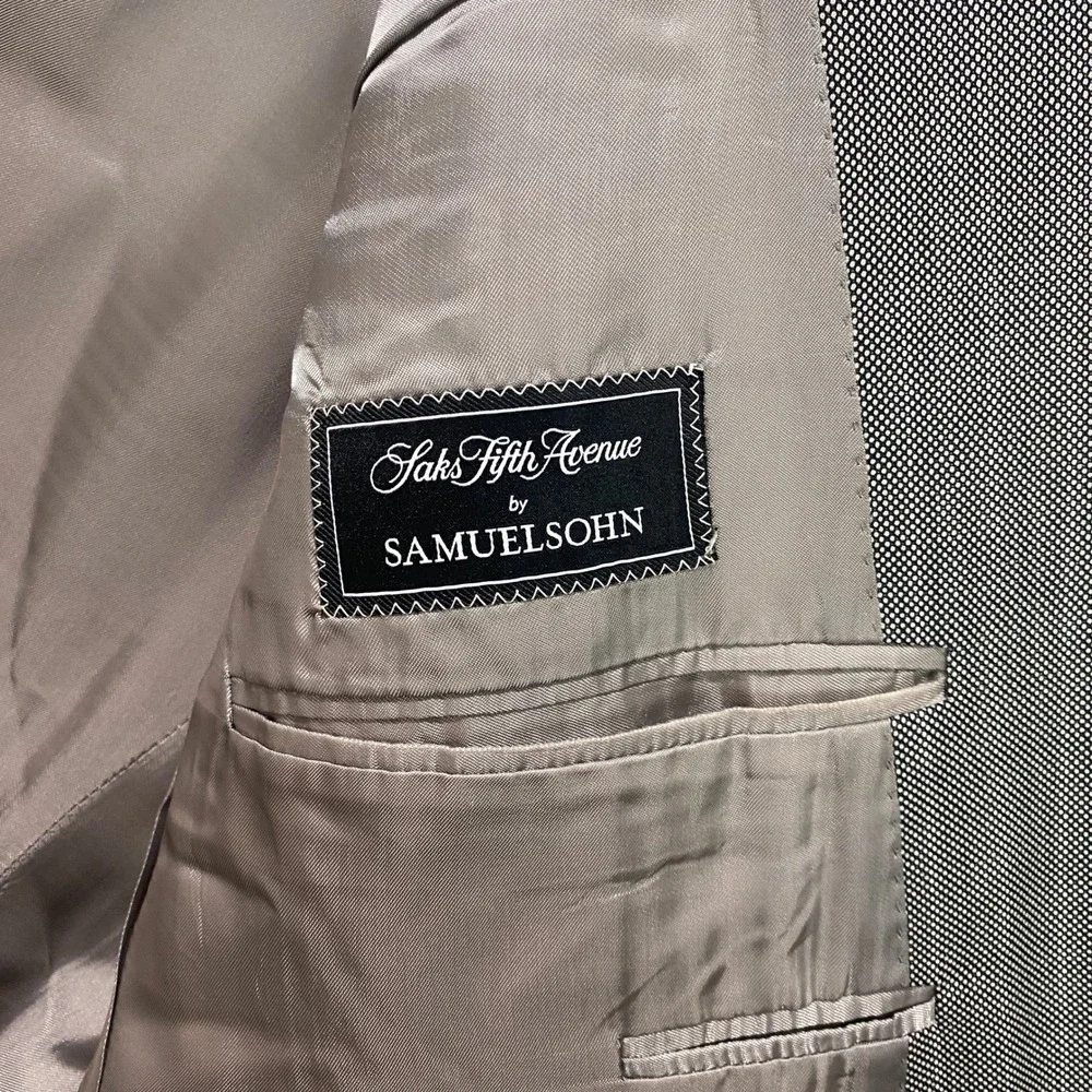 Samuelsohn Saks Fifth Avenue Grey Pinstripe Super 130s Wool Blazer 44R Canada